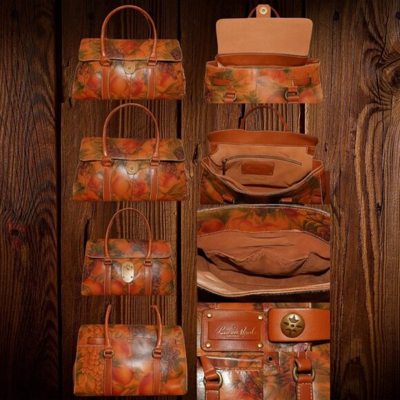 Patricia Nash Rare Fruit & Floral Leather Satchel – Hand-Painted Italian Leather - Picture 10 of 10